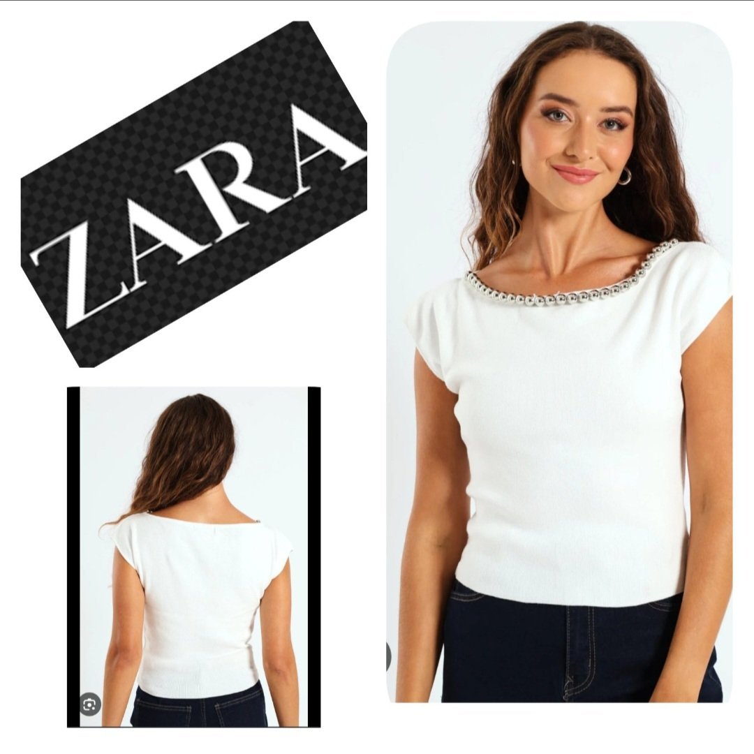 Subliiiiime❤️❤️❤️❤️ pull extensible bordure du col en boules métallique nouvelle collection de ZARA taille 36/38 importé de PARIS neuf avec étiquette 🏷