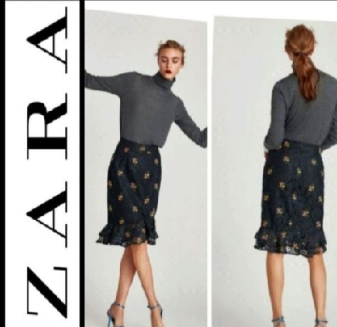 Subliiiiime ❤️❤️❤️❤️❤️❤️❤️jupe en dentelles à détails florale de ZARA taille 36