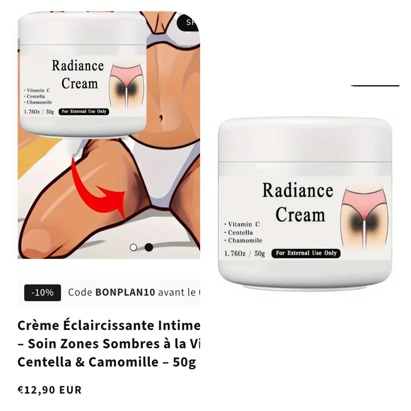 Très efficace Subliiiiime❤️❤️❤️❤️❤️ crème Éclaircissante pour zone sombre partie intime à la vitamines C ,camomille et centella  50g