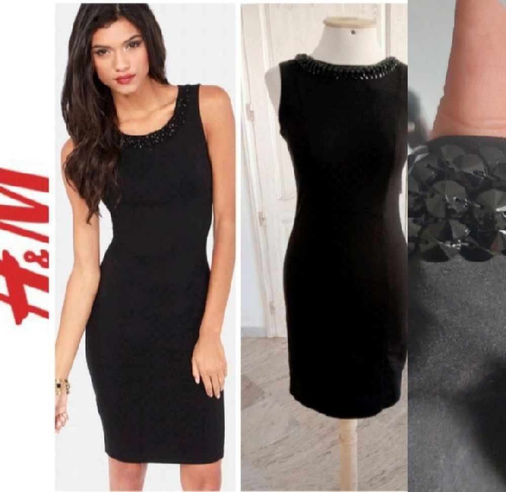 Subliiiiime ❤️ ❤️ ❤️ ❤️ robe noire à détails en strasses noirs de H&M taille 38