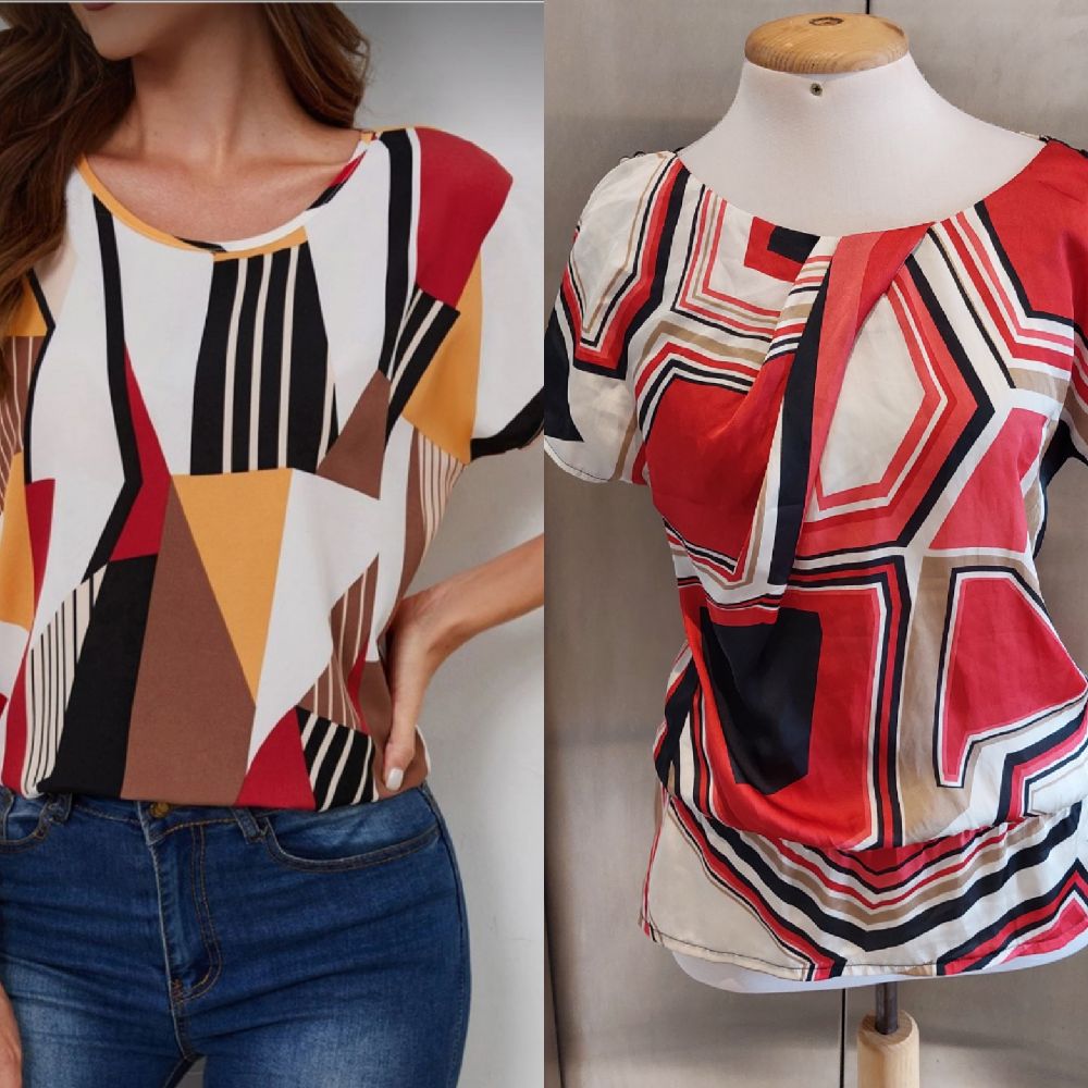 Pull en satin imprimé forme géométrique chic taille 38