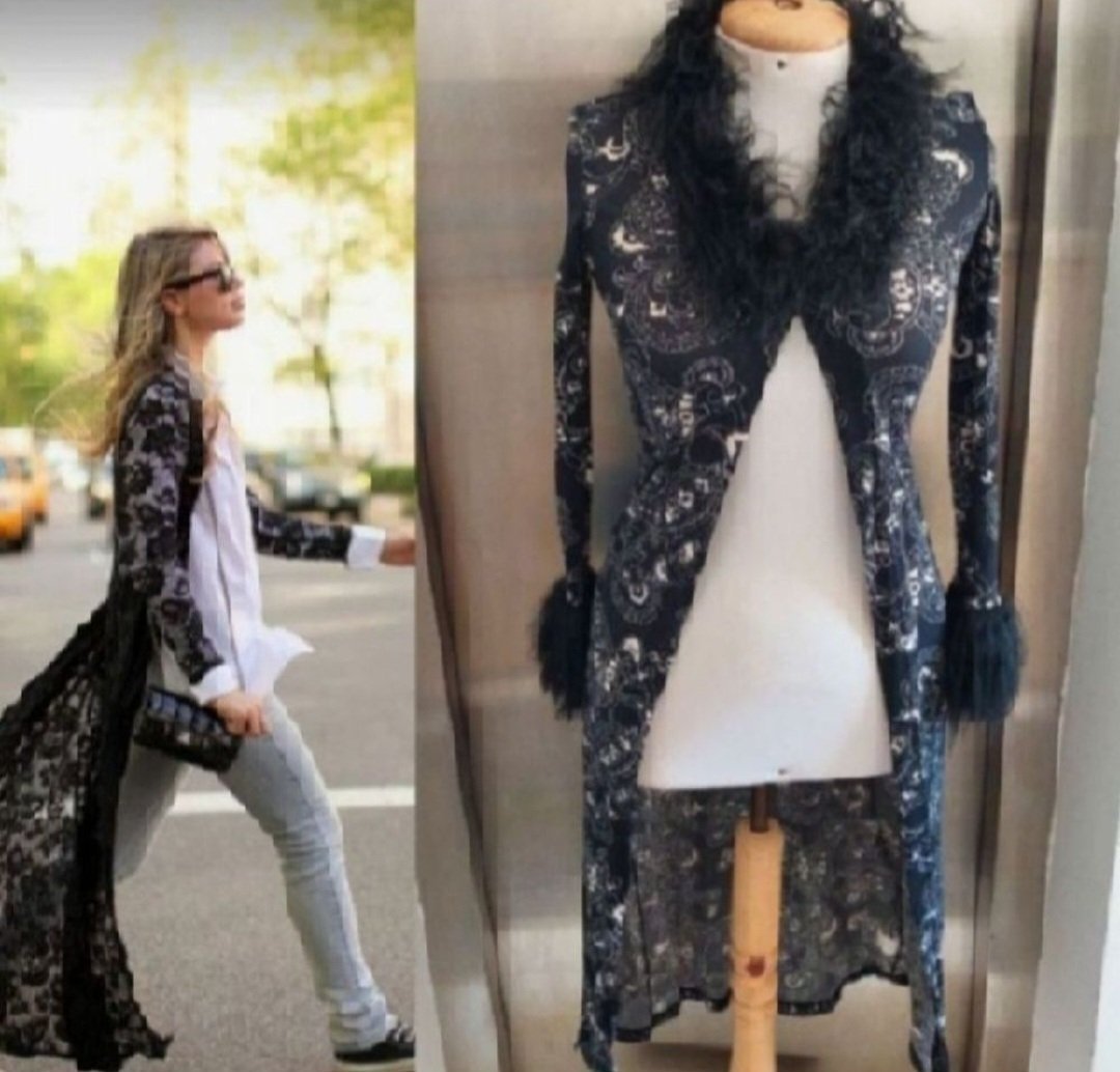 Subliiiiime ❤️❤️❤️❤️❤️kimono fashion col et poignée en fausse fourrure de la marque RECTANGLE BLANC taille 36/38