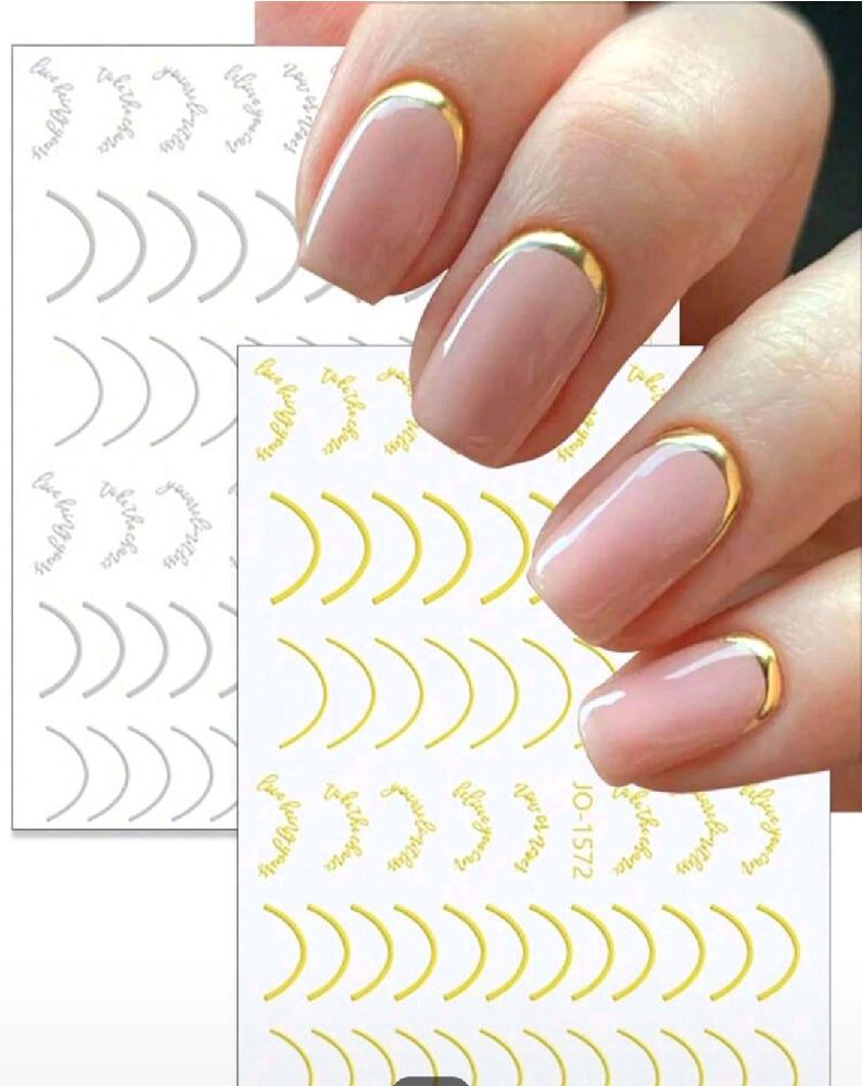 Subliiiiime ❤️ ❤️ ❤️ 2 feuilles autocollant pour ongles ligne doré et argentés décoration d art des ongles 