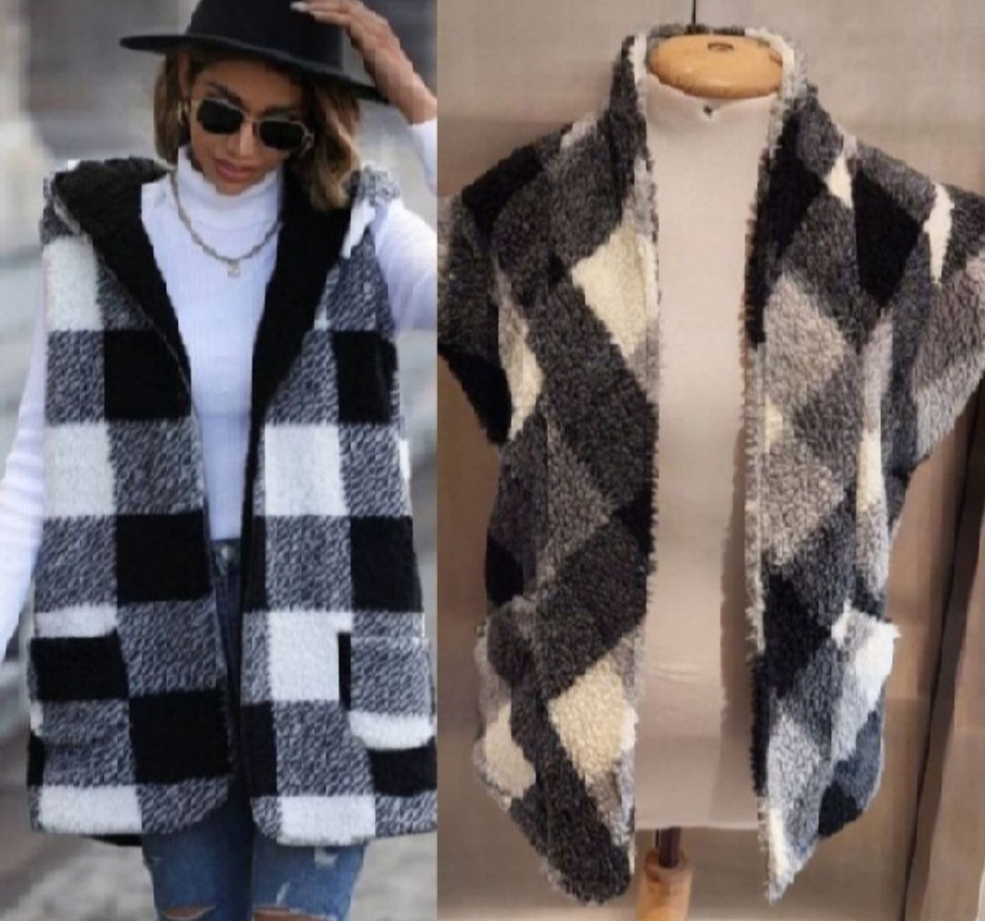 Subliiiiime ❤️❤️❤️❤️❤️ gilet à carreaux en polaire sans manche taille unique 