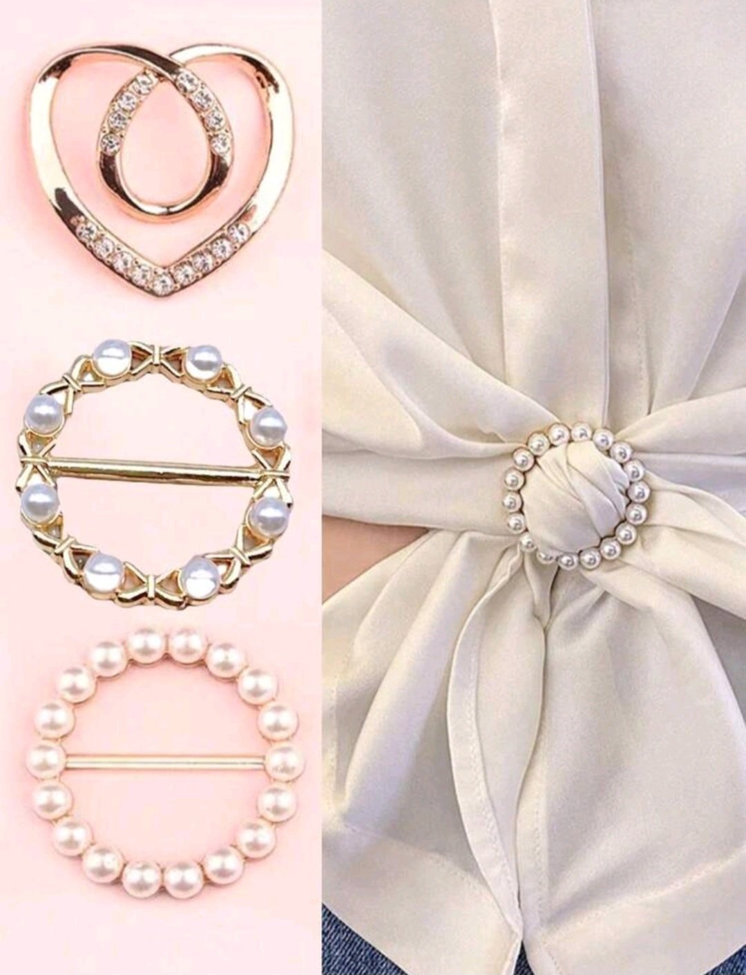 Subliiiiime❤️❤️❤️❤️❤️ lot de 3 pièces boucles de vêtements une boucle pour  foulard ❤️ lautre boucle d ourlet et ❤️enfin boucle en strasses saillants pour décorer les tenues