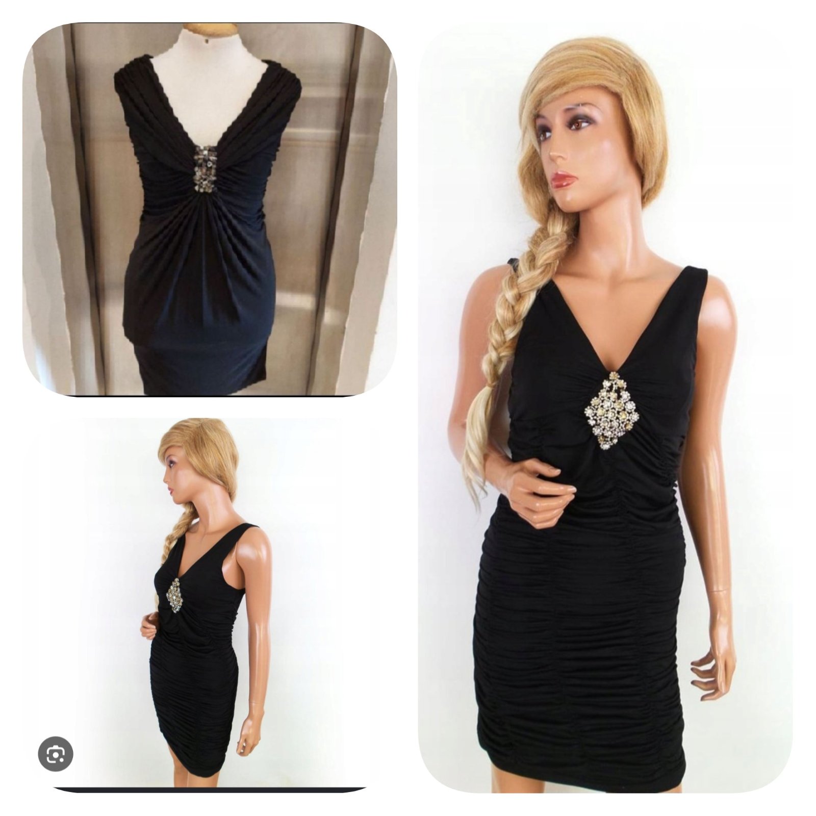 Subliiiiime❤️❤️❤️❤️ robe moulante de soirée très élégante avec motifs en cristaux brillants au niveau de la poitrine taille unique neuve 