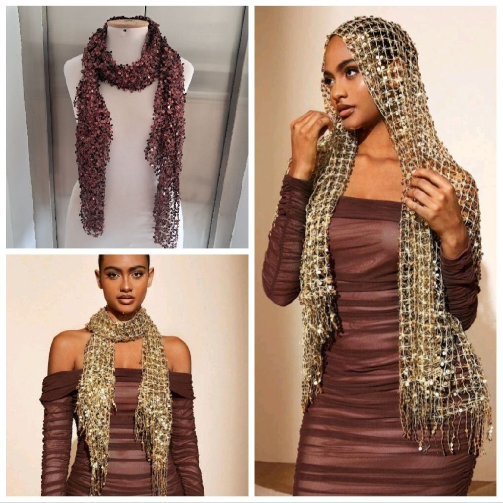 Subliiiiime ❤️ ❤️ ❤️ ❤️ écharpe couleur bronze à sequins brillants longueur 1m80