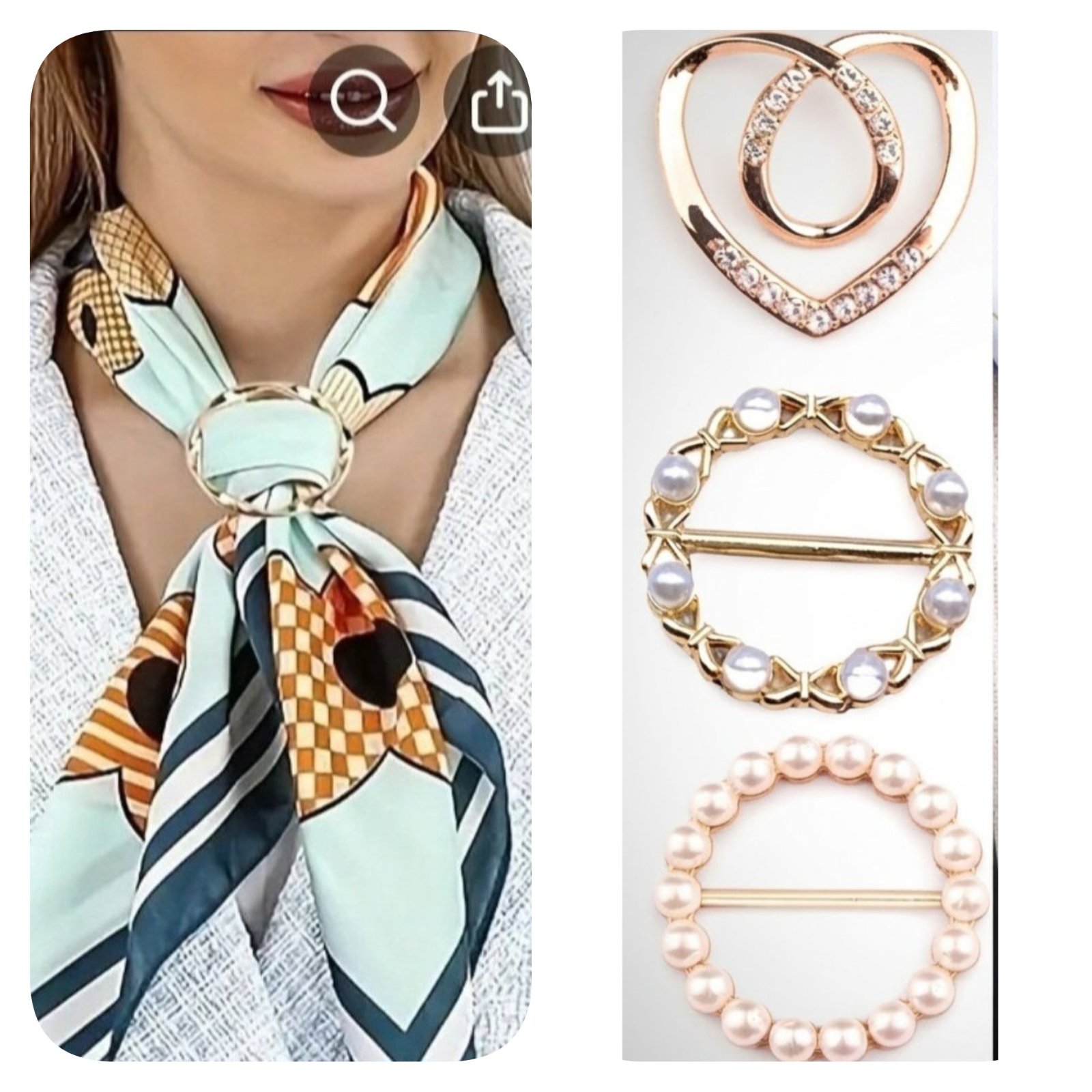 Très pratique Subliiiiime❤️❤️❤️❤️ lot de 3 attaches en strasses, en perles, pour foulard, écharpe....pour décorer les vêtements neuuuf 