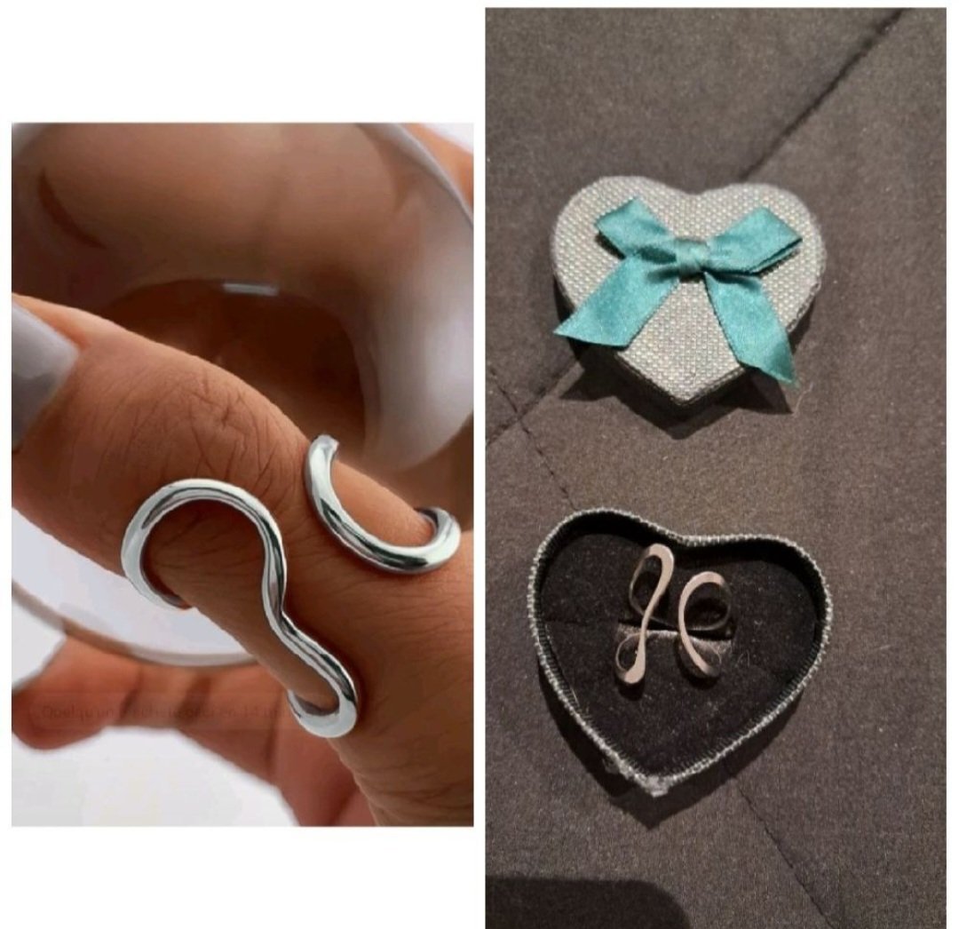Subliiiiime❤️❤️❤️❤️❤️❤️ bague en acier inoxydable personnalisé asymétrique et ondulé fashion réglable neuuuve