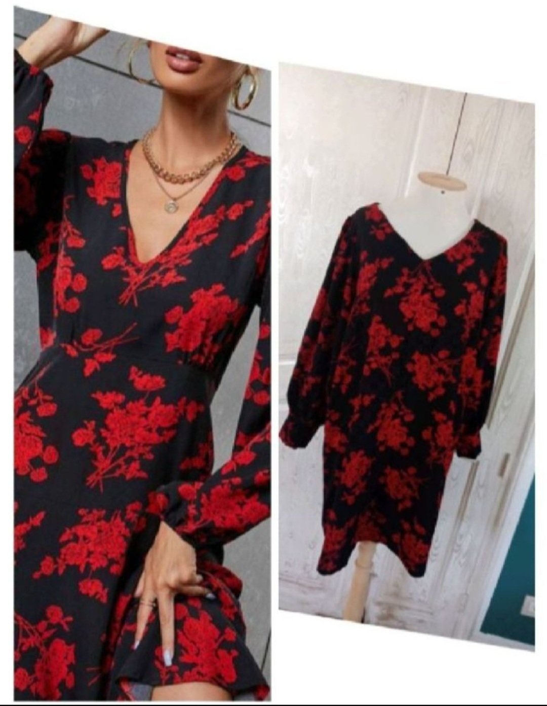 Subliiiiime❤️❤️❤️❤️❤️ robe florale red and black de SHEIN taille 44