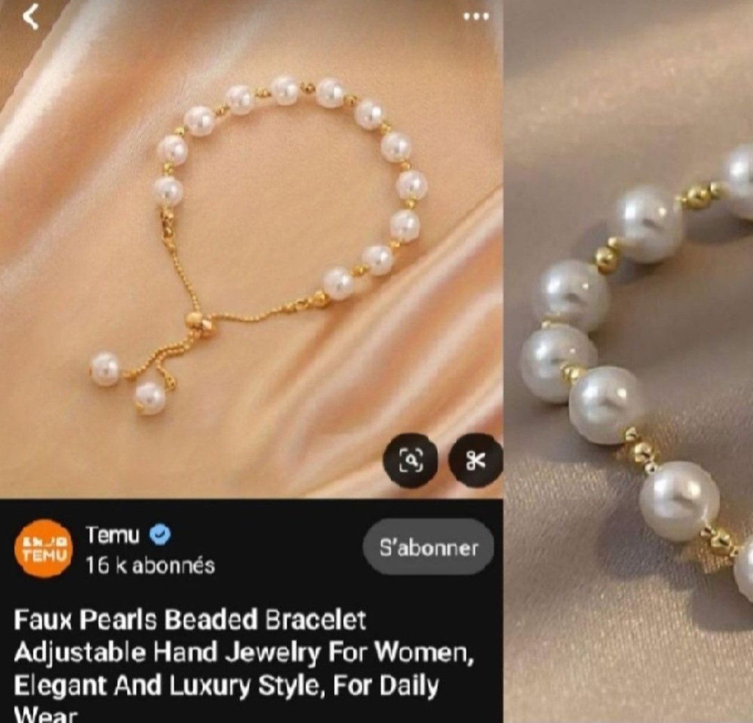 Subliiiiime ❤️❤️❤️❤️ bracelet en fausse perles fermeture réglable très élégant en acier inoxydable neuuuf 