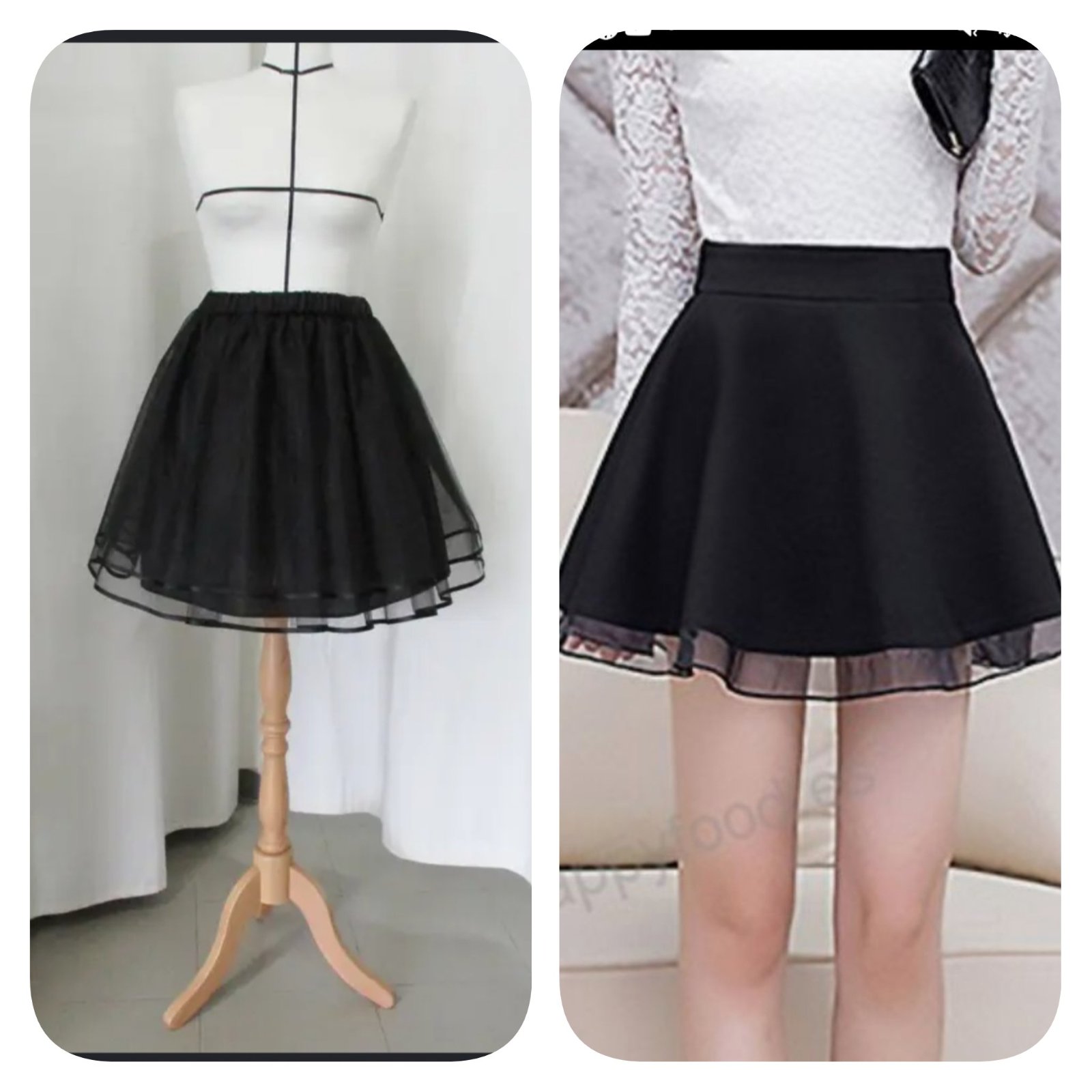 Subliiiiime ❤️❤️❤️❤️mini-jupe évasée en tulle taille derrière elastique noire de R&B taille 32 (Xxs)