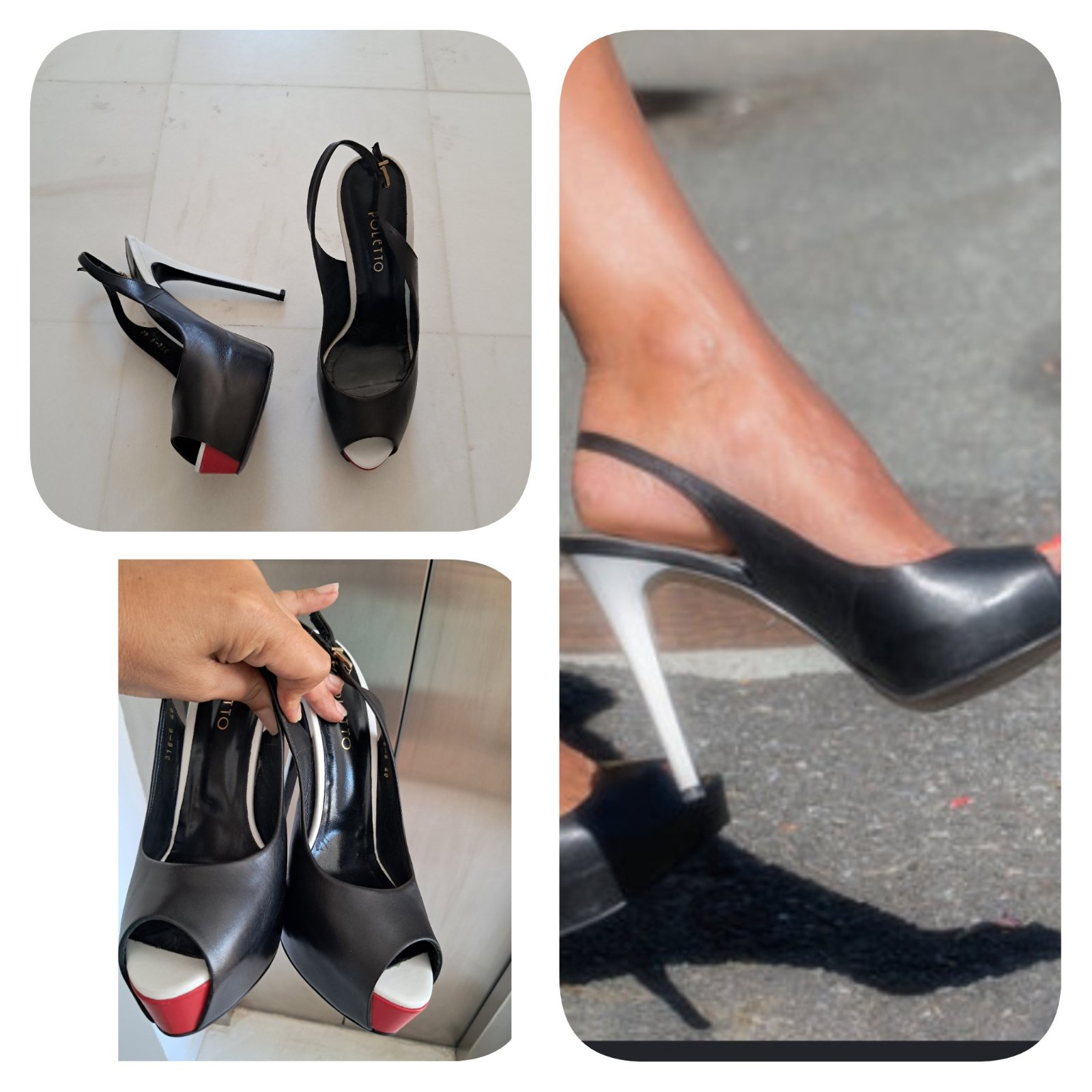 Subliiiiime❤️❤️❤️ sandale à talon tricolores très souple et confortable pointure 40 de la marque POLETTO 