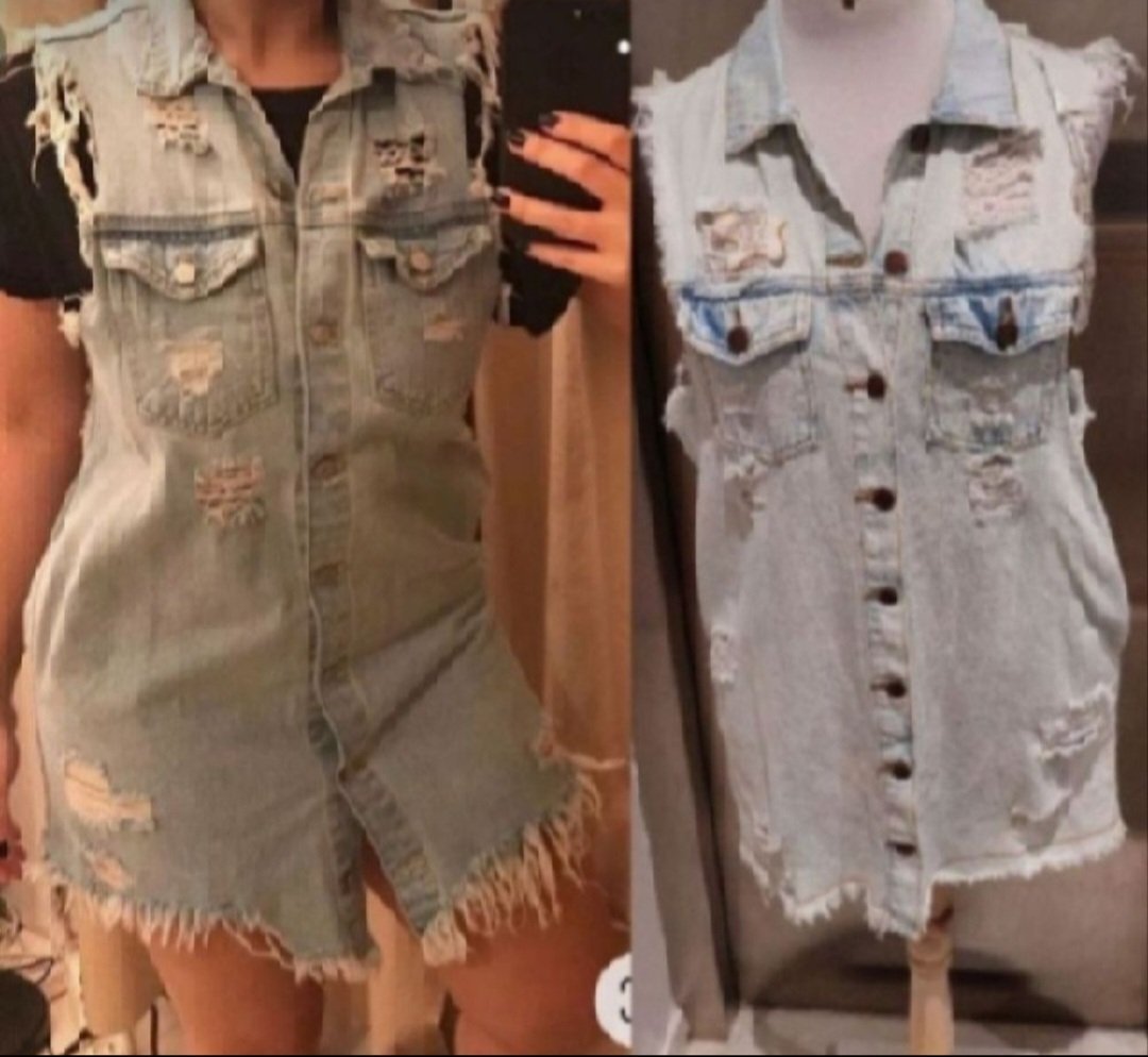 Subliiiiime❤️❤️❤️❤️ veste chemise sans manche boutonnées details déchirée et à ourlet effiloché en jean taille 38 neuve avec étiquette 🏷