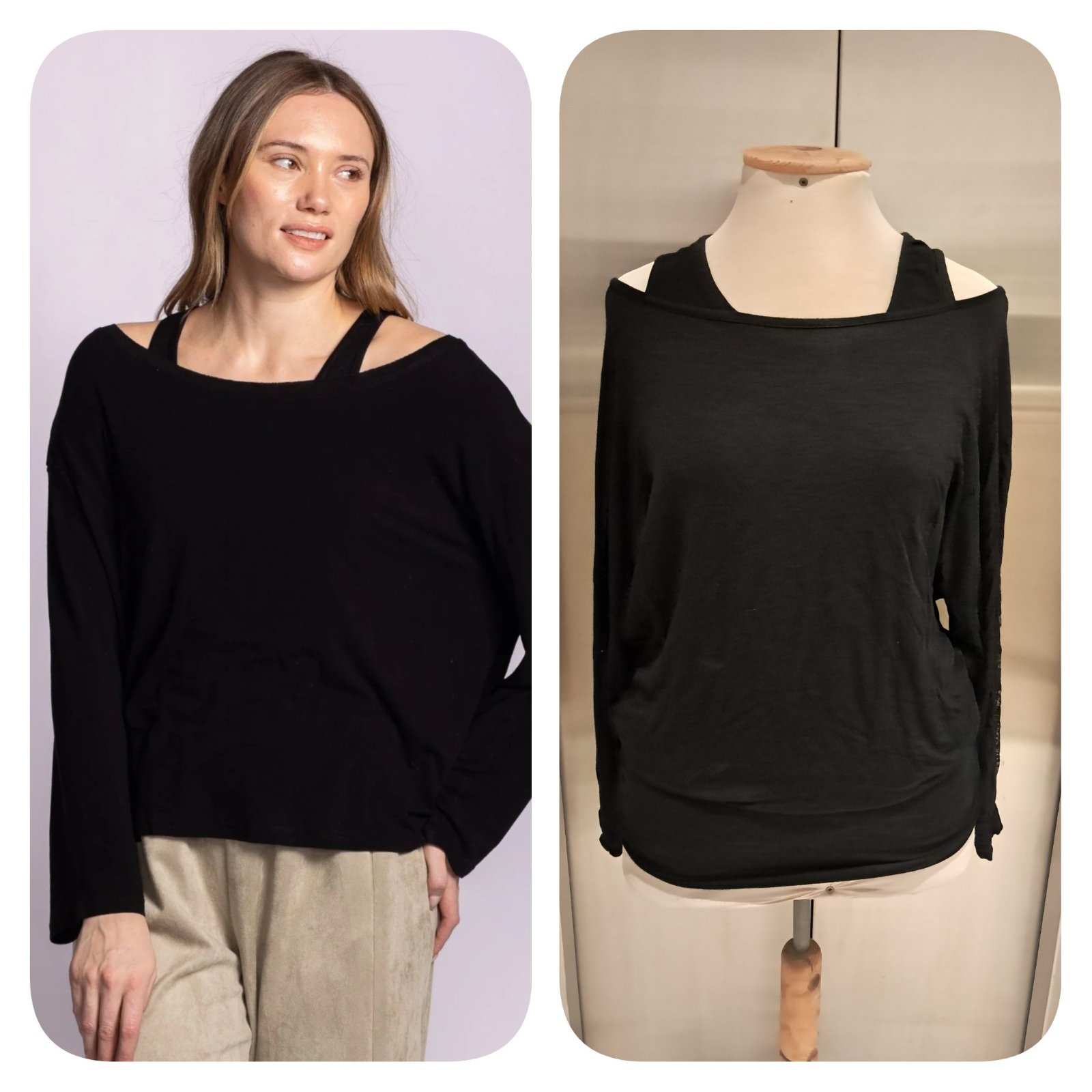 Subliiiiime ❤️❤️❤️❤️❤️❤️pull noir à manche milieu bande en dentelles taille 36/38