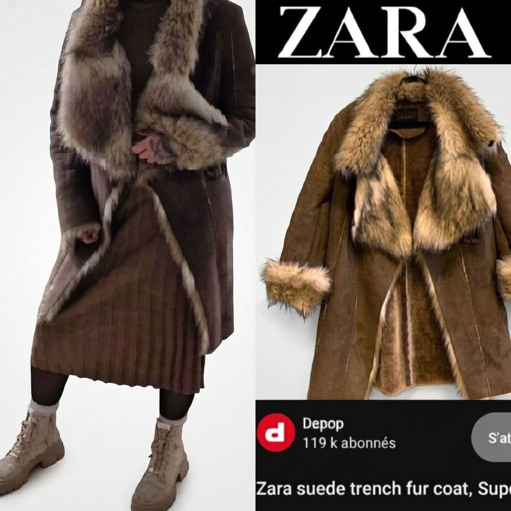 Subliiiiime ❤️❤️❤️❤️❤️❤️très élégant manteau fourrée à l intérieur de ZARA BASIC poitrine et poignée en fausse fourrure taille 38/40