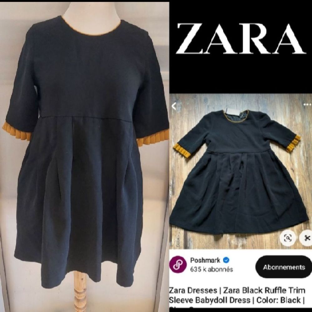 Subliiiiime ❤️ ❤️ ❤️ robe babydoll noire automne /hiver de ZARA taille 38