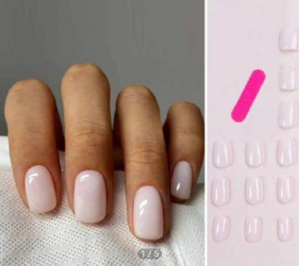 subliiiiime ❤️❤️❤️ 24 pièces faux ongles pour les mains ✋️ rose poudré avec patch et lime à ongle neuf 