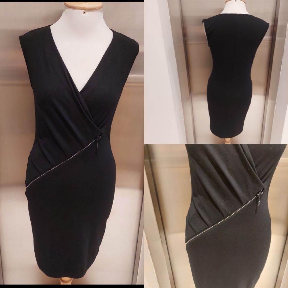 Subliiiiime ❤️ ❤️ ❤️ robe noire midi avec fermiture éclaire en strasses za3bena de MELROSE taille 36/38