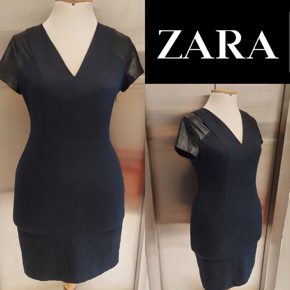 Subliiiiime ❤️ 💕 ❤️ robe moulante manche en similicuir fashion de ZARA taille 38