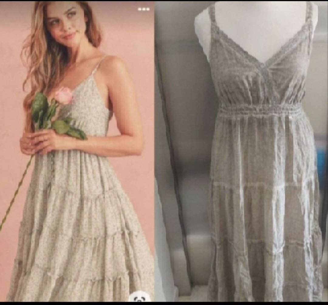 Subliiiiime ❤️❤️❤️❤️robe grège bordure en bas brodée à bretelles taille 38/40