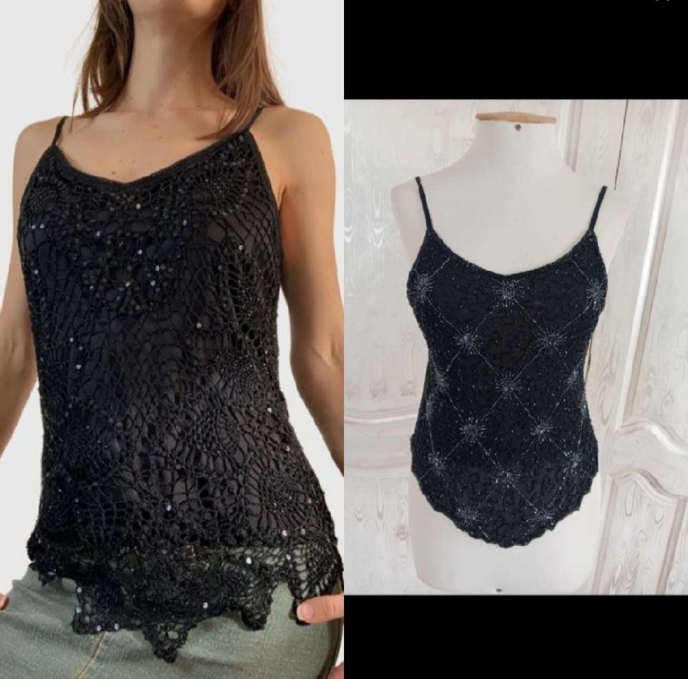 subliiiiime ❤️ ❤️ ❤️ ❤️ pull en mousseline et à sequins de soirée chic neuf avec étiquette 🏷 taille unique 