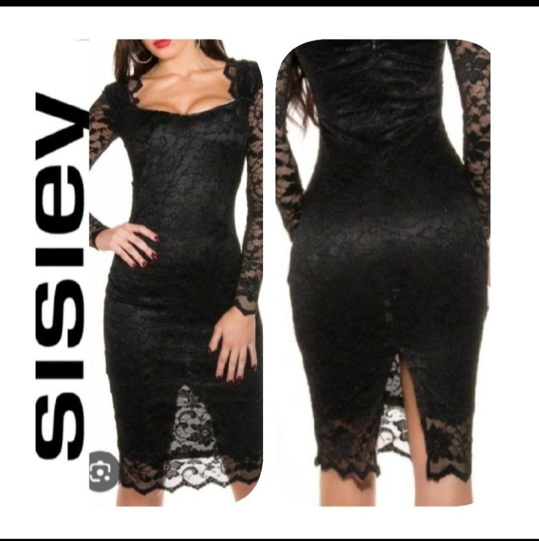 Subliiiiime❤️❤️❤️❤️ robe noire en dentelles avec fente derrière de SISLEY taille 36