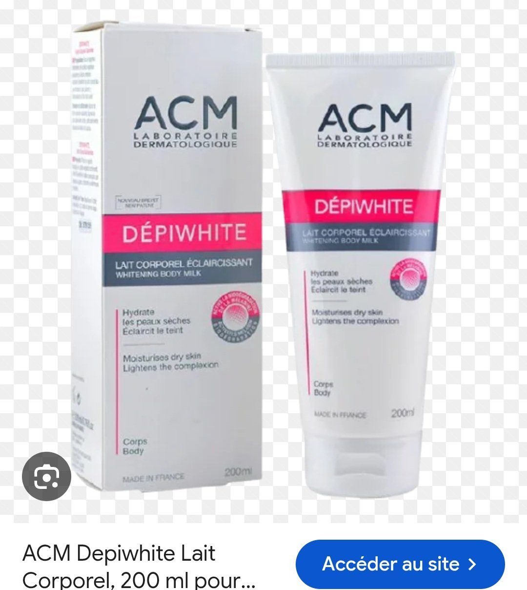 Subliiiiime❤️❤️❤️❤️❤️ DEPIWHITE lait corpoel ECLAIRCISSANT riche en agent hydratant et en actif végétaux de laboratoire DERMATOLOGIQUE made in France 200ML