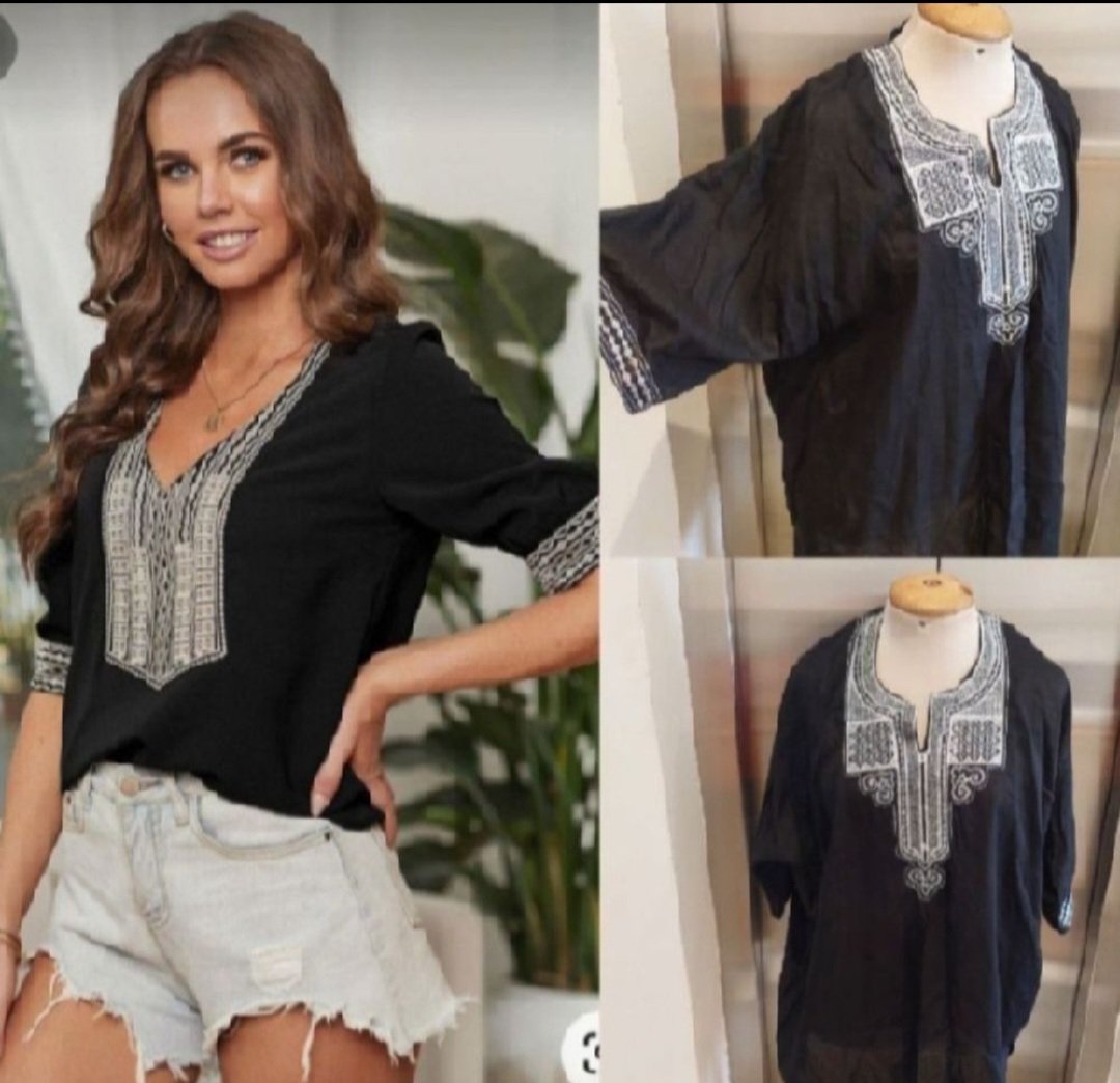 Subliiiiime❤️❤️❤️ Blouse en cotton motifs traditionnels fente sur les côtés taille 44/46