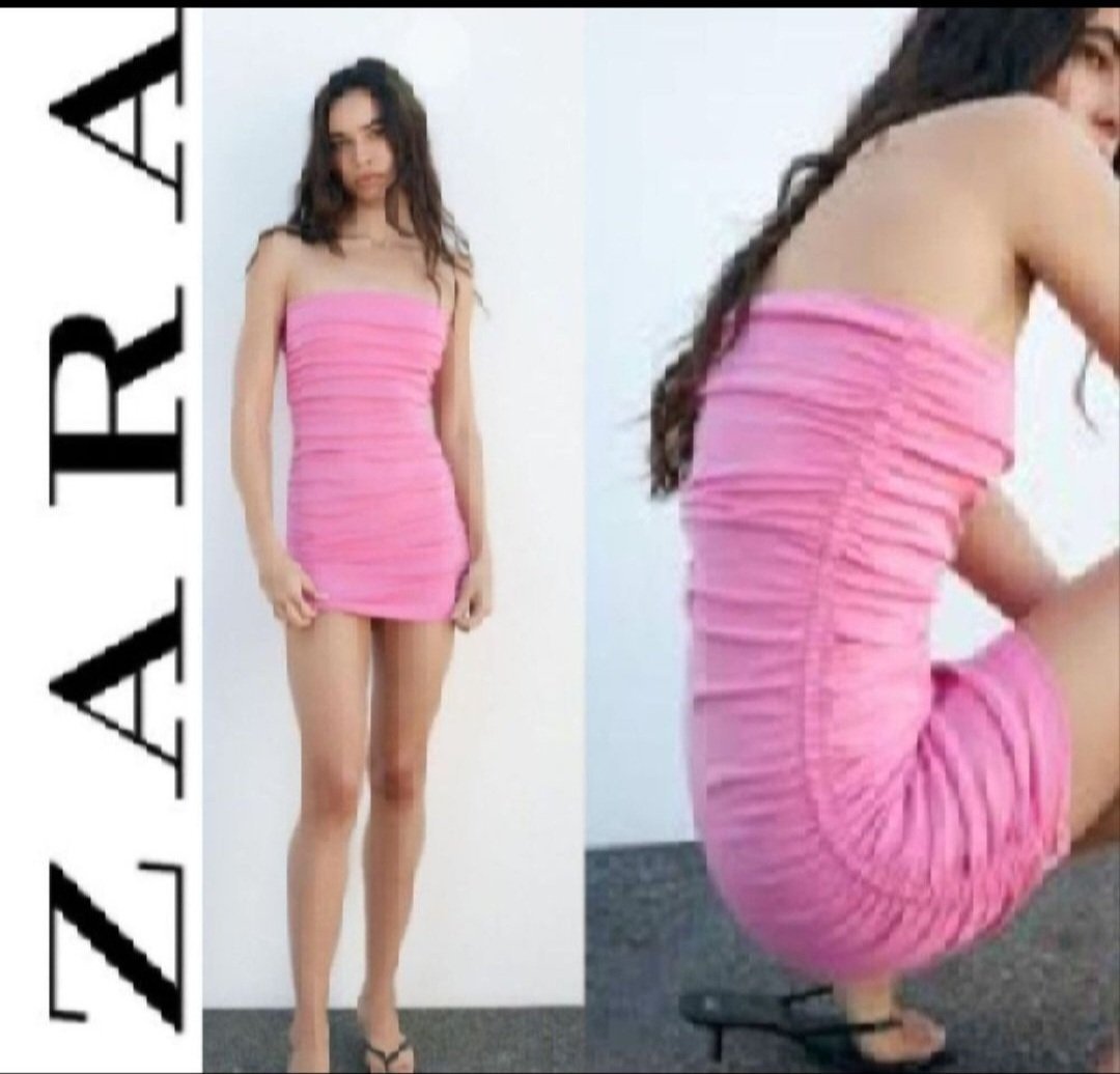 Subliiiiime ❤️❤️❤️robe bustier moulante drapée taille 40 nouvelle collection de zara neuve avec étiquette 🏷 importée de PARIS 