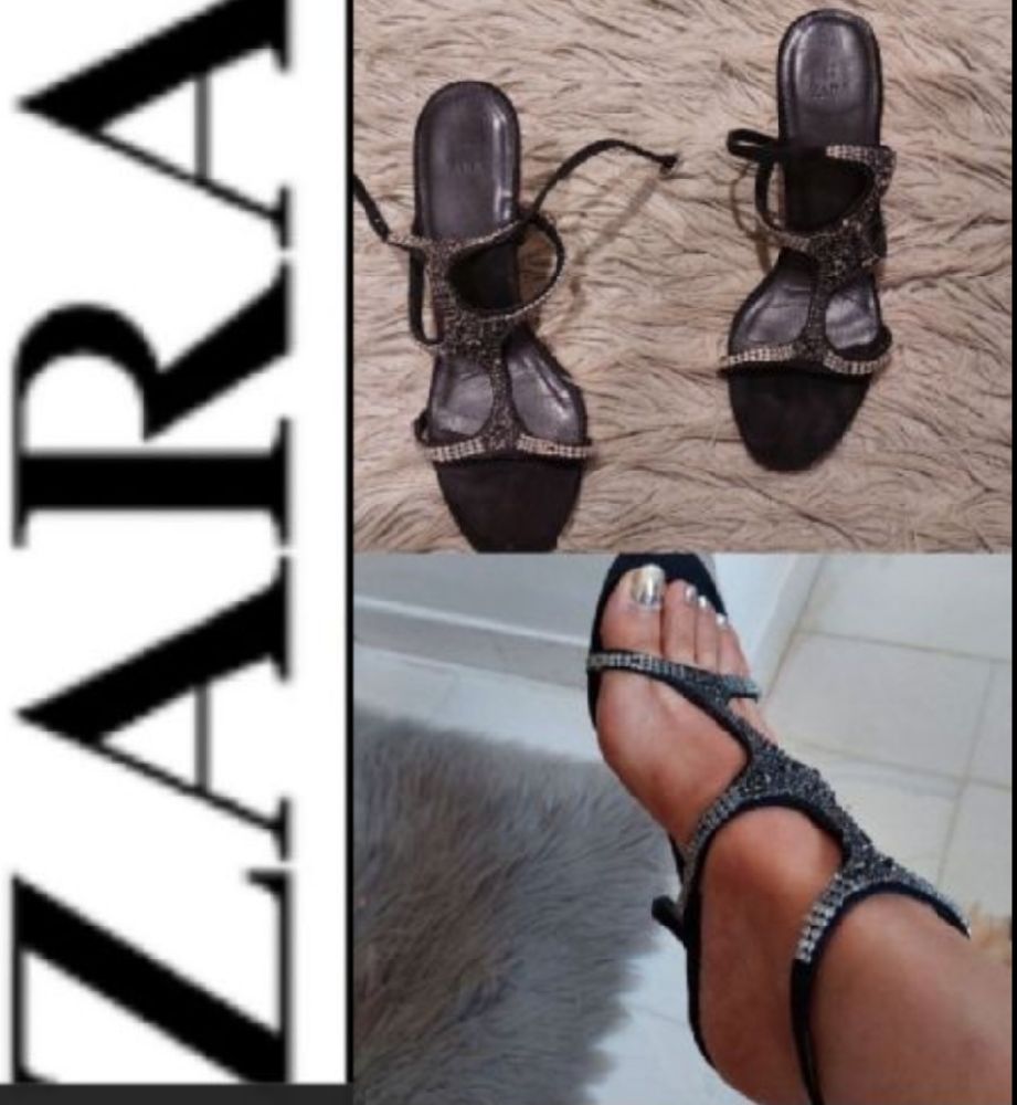 Subliiiiime ❤️ ❤️ ❤️ ❤️ sandale de ZARA à strasses et un petit talon pointure 39