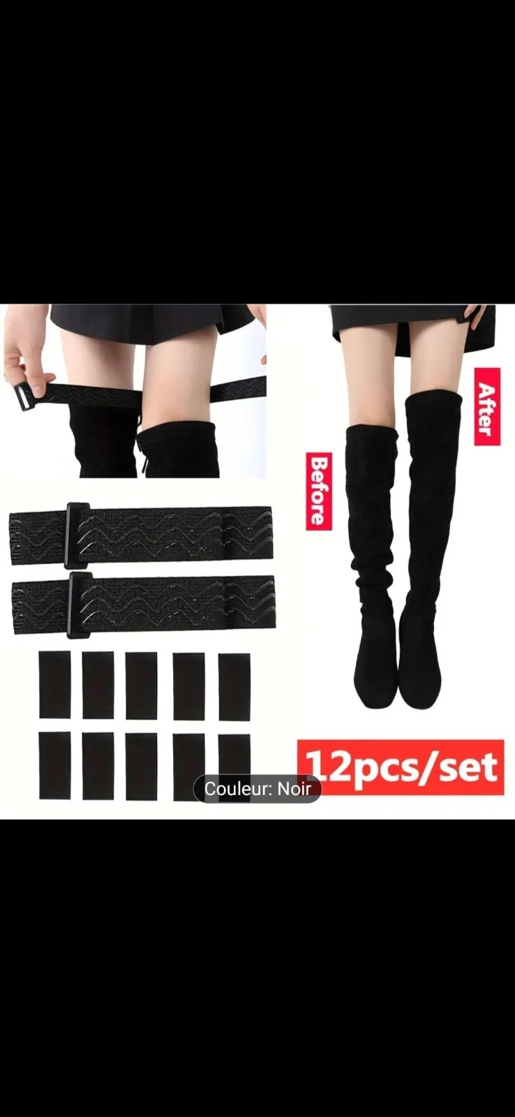 Très efficace par expérience subliiiiime ❤️ ❤️ ❤️ ❤️ ❤️  2 pieces sangles de maintien avec scratch pour botte/cuissarde bande élastique antidérapante avec scratch qui assure le maintien et la fixation des bottes pour q elle reste à sa place 👢 neuuuf