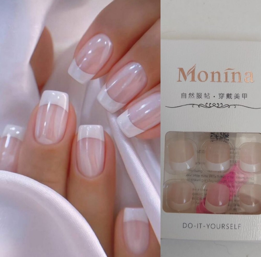 Subliiiiime ❤️❤️❤️❤️❤️24 pièces de faux ongles frensh avec patch et lime à ongles neuuuf 