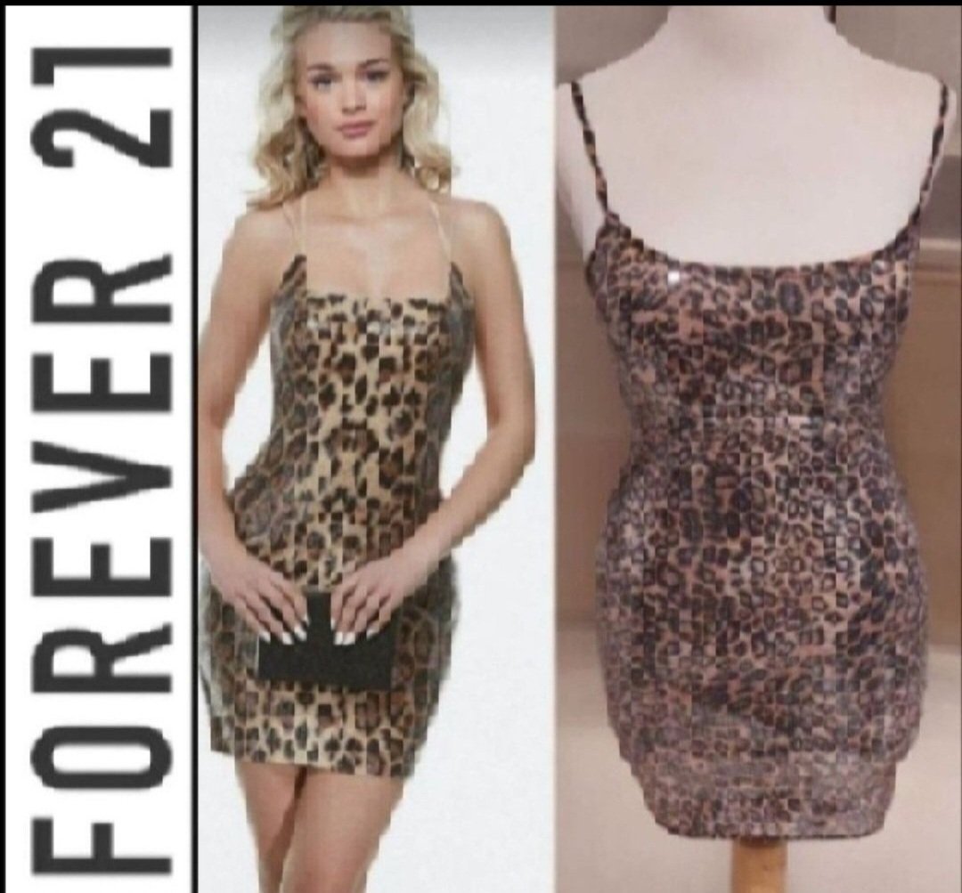 Subliiiiime ❤️❤️❤️❤️robe de soirée léopard à sequins transparent taille 36 de FOREVER21 comme neuve 