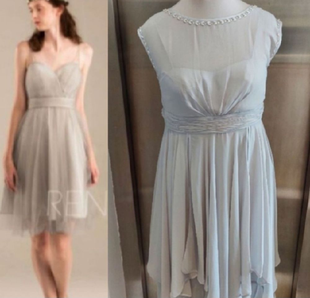 Subliiiiime ❤️ ❤️ ❤️ robe 👗 de soirée très classe couleur gris pâle poitrine transparente à perles ovales chic taille 36/38