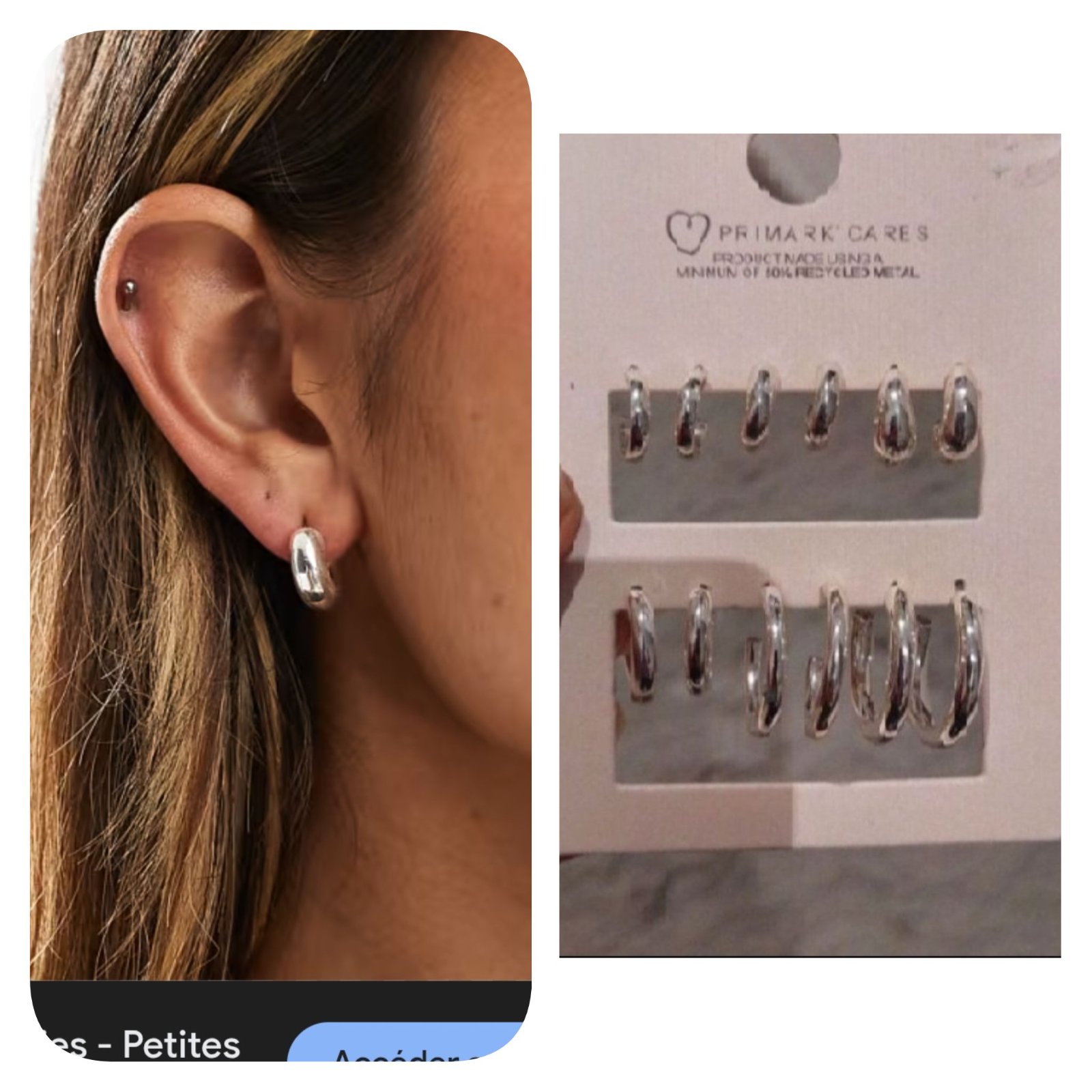 Subliiiiime❤️❤️❤️❤️❤️ lot de 6 boucles d oreilles en créoles épaisses de différentes grandeurs de PRIMARK neuuuve importée 