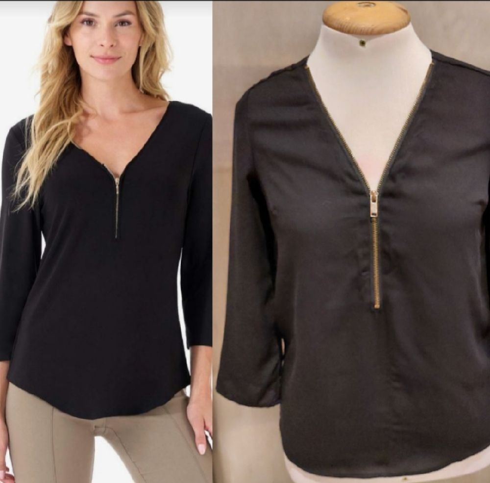 Très joli pull léger à fermeture éclair doré manche variable taille 34/36