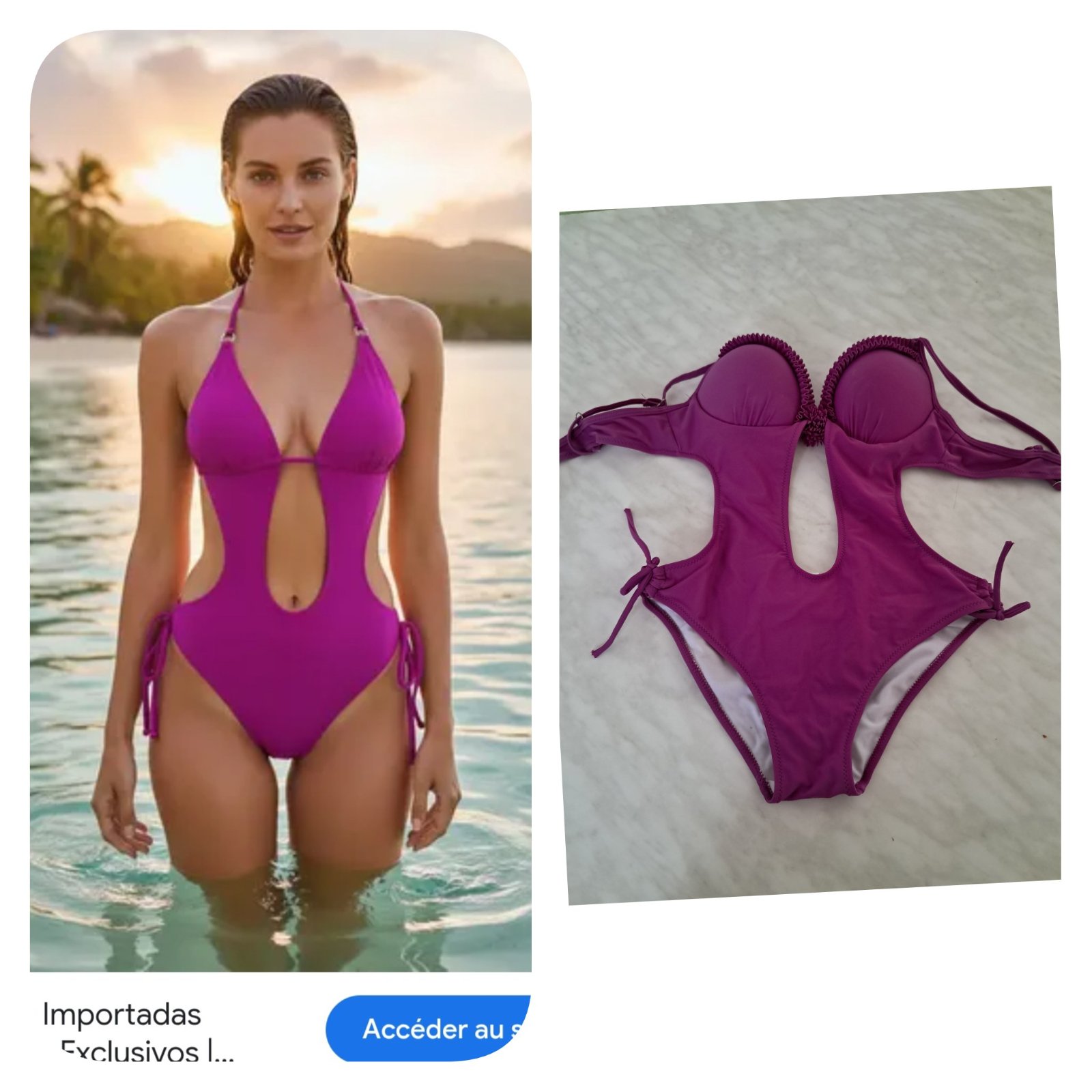 Subliiiiime❤️❤️❤️❤️❤️ trikini poitrine rembourrée taille S/M couleur rose fushia 