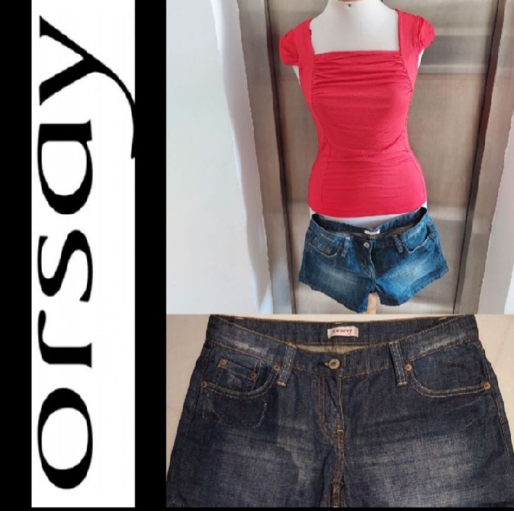 Subliiiiime ❤️ ❤️ ❤️ ❤️ LOT 2pieces short jean et pull rouge de la marque ORSAY taille 36