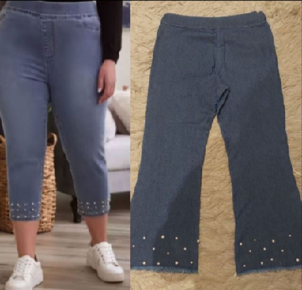 Subliiiiime ❤️ ❤️ ❤️ pantacheville en jean averc perles en bas taille 38 made in ITALIY 