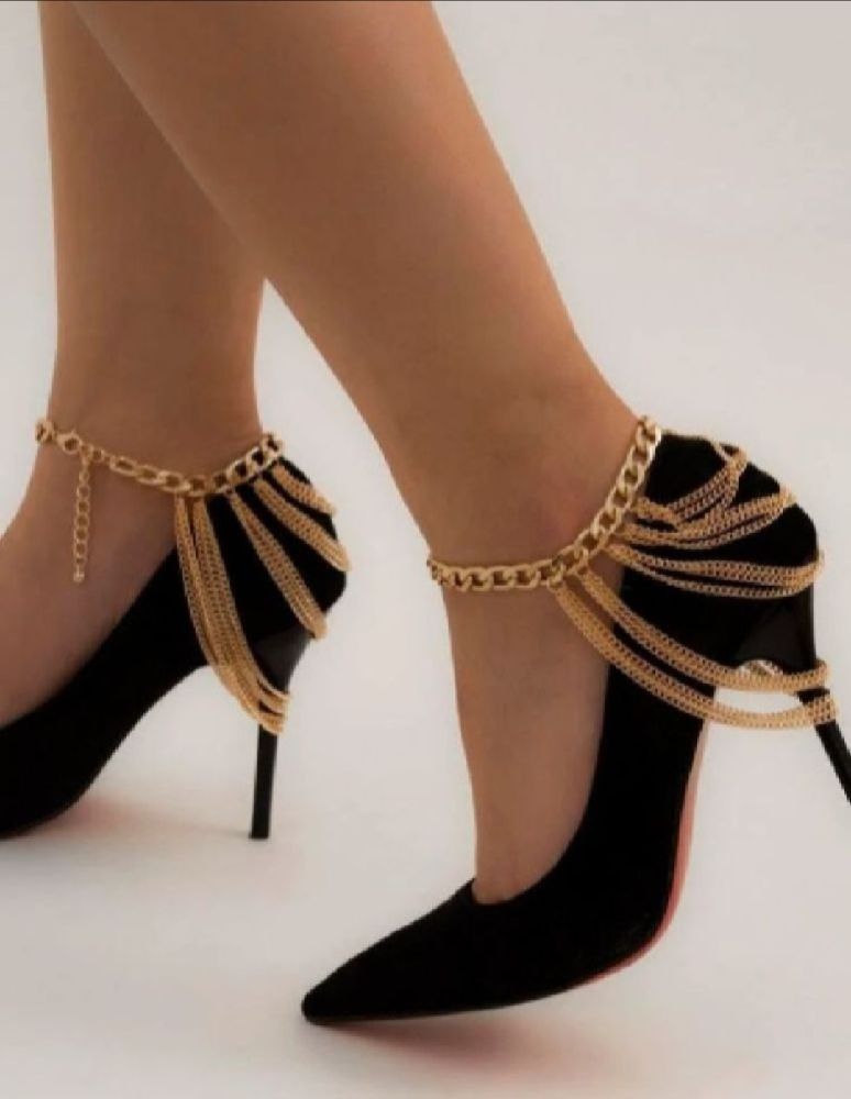 CHANGER LE LOOK DE VOS ESCARPINS subliiiiime ❤️❤️❤️❤️❤️ 2 pièces bracelets à chaîne en plusieurs rangés anses doré neuuuf importé fashion 