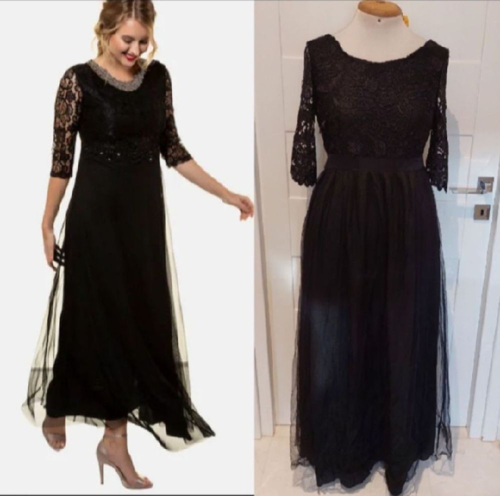 Subliiiiime ❤️ ❤️ ❤️ robe longue en dentelles et tulle manches 3/4 chic taille 38/40
