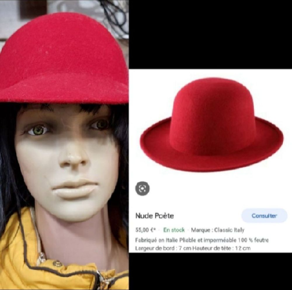 Subliiiiime ❤️ ❤️ ❤️ ❤️ chapeau feutre rouge chic
