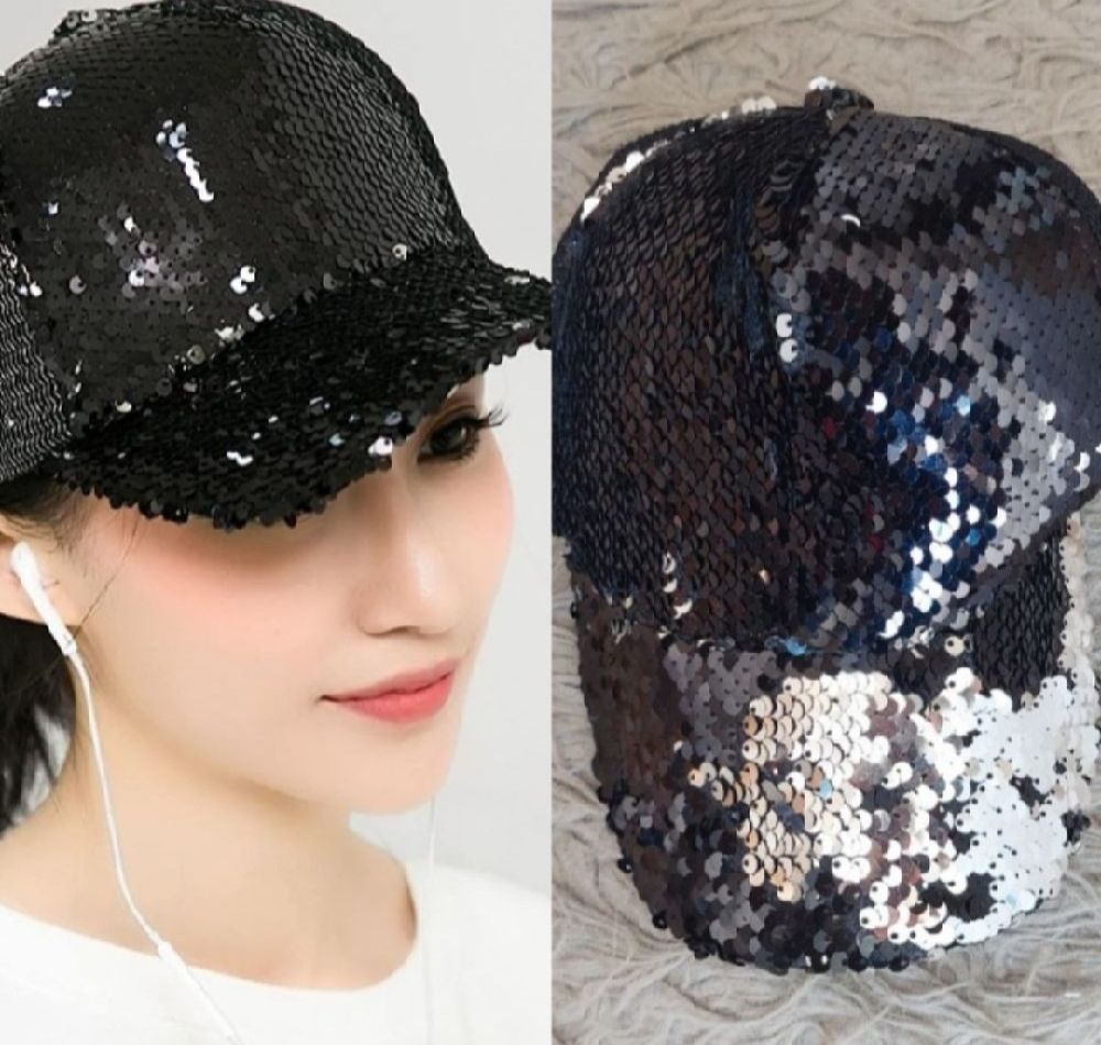 Subliiiiime ❤️ ❤️ ❤️ ❤️ casquette à sequins changeants argentés et noir fashion neuuuf