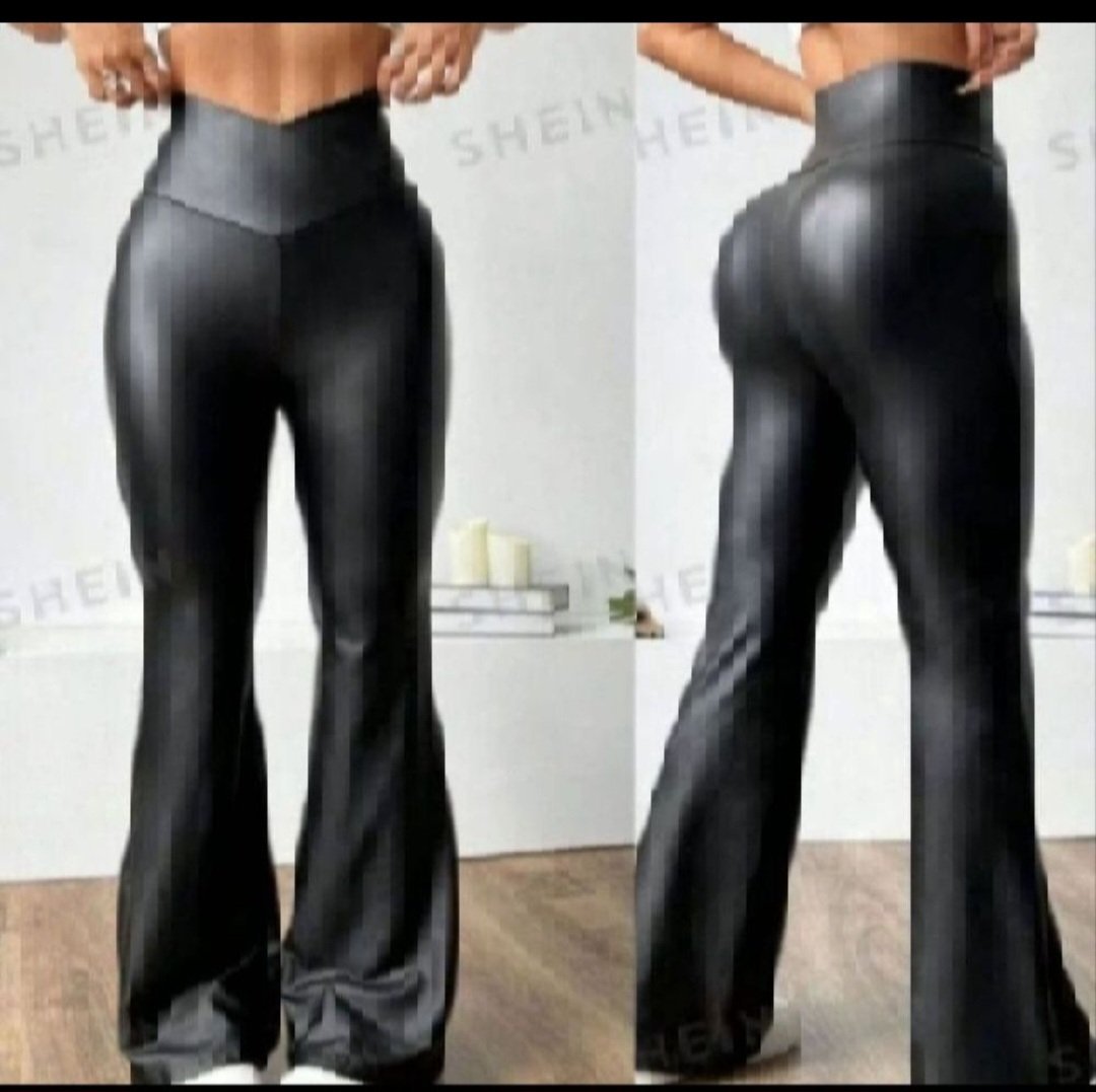 Subliiiiime❤️❤️❤️❤️❤️ pantalon taille haute évasée en bas en PU taille 38 de SHEIN neuuuf 