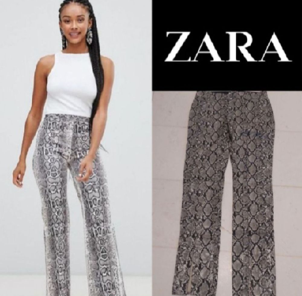 Subliiiiime ❤️ ❤️ ❤️ pantalon taille haute en similicuir motifs serpent 🐍avec fente sur les côtés de ZARA taille 34/36 