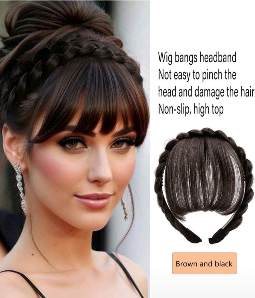 CHANGER DE LOOK Subliiiiime ❤️❤️❤️❤️❤️serre-tête front franges châtain foncé comme naturelle très bonne qualité de HAIR COUTURE importé de USA