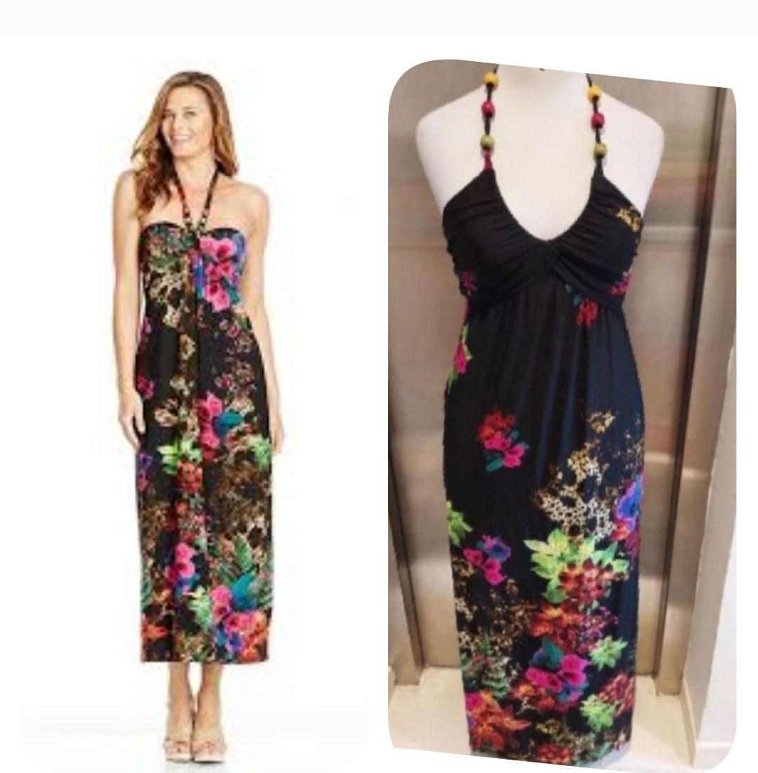 Subliiiiime❤️❤️❤️❤️❤️ robe glamour florale avec des boules multicolores au cou taille 36/38