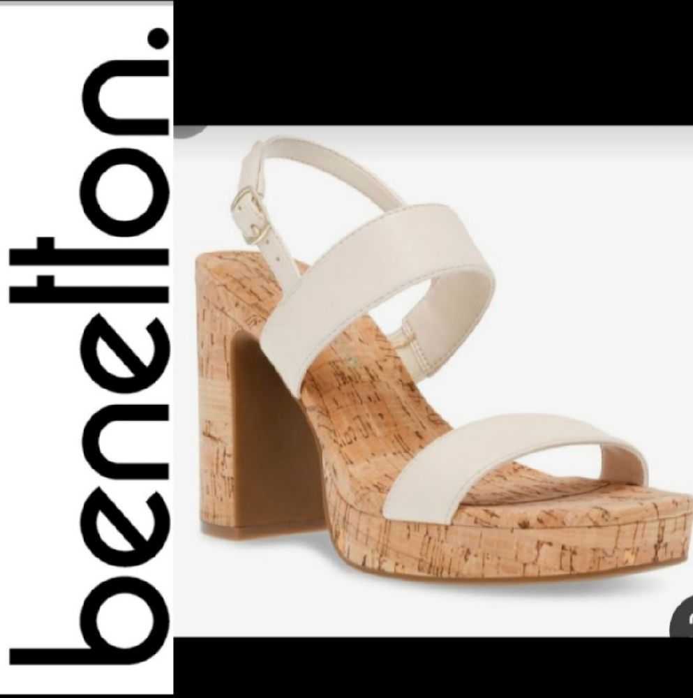 Très confortable sandale à talon blanc de BENETTON pointure 38