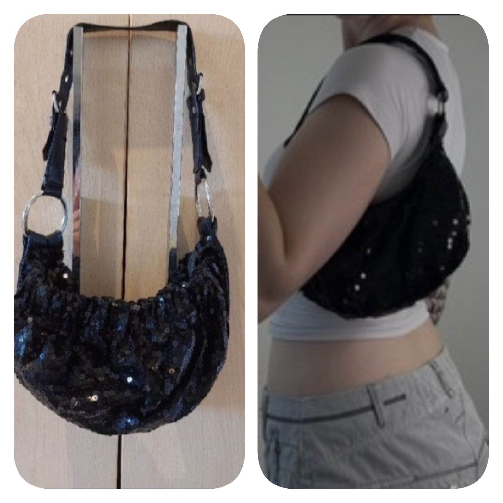 Subliiiiime ❤️❤️❤️❤️mini sac lune de soirée black à sequins fashion 
